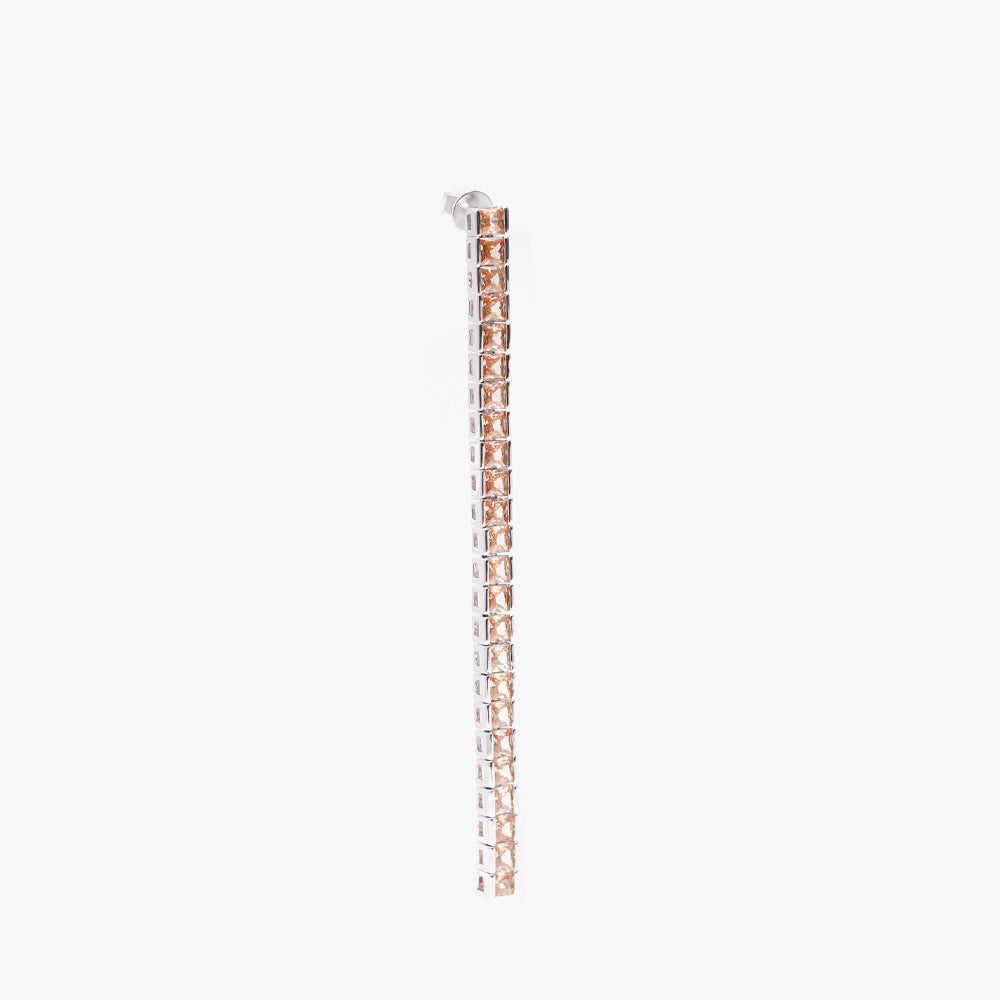 Square tennis earring beige silver