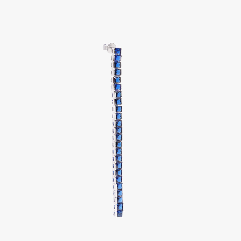 Square tennis earring blue silver