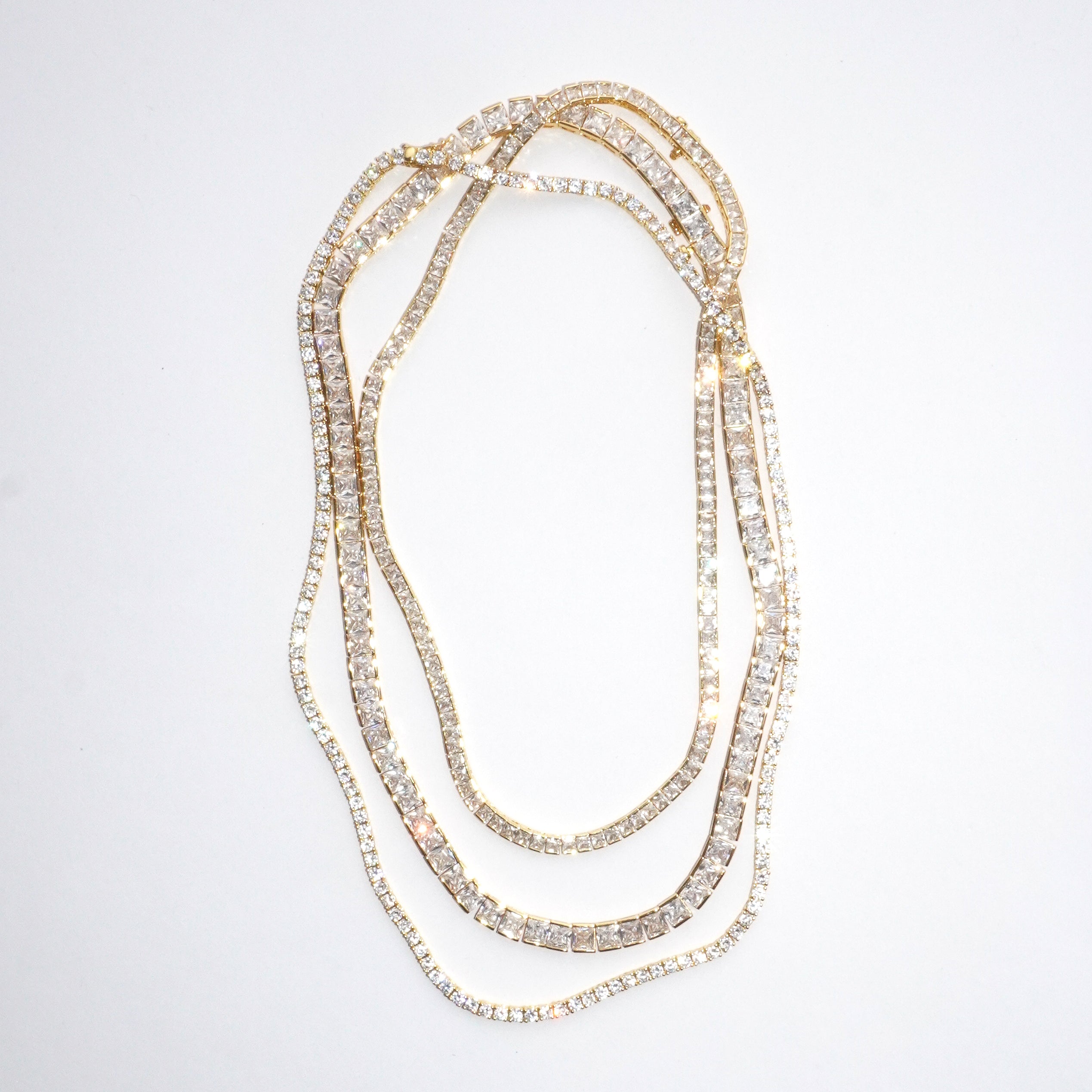 Thick square tennis necklace white gold