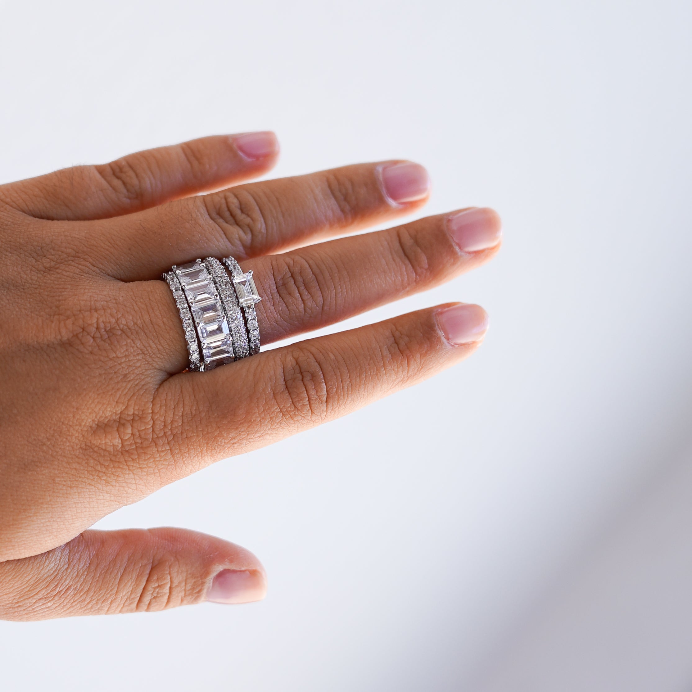 Colorful ring white silver