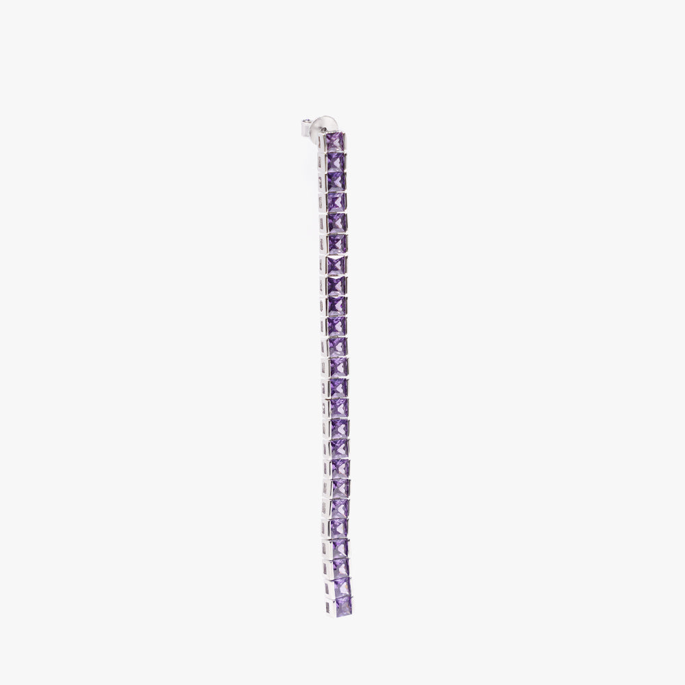 Square tennis earring lilac silver