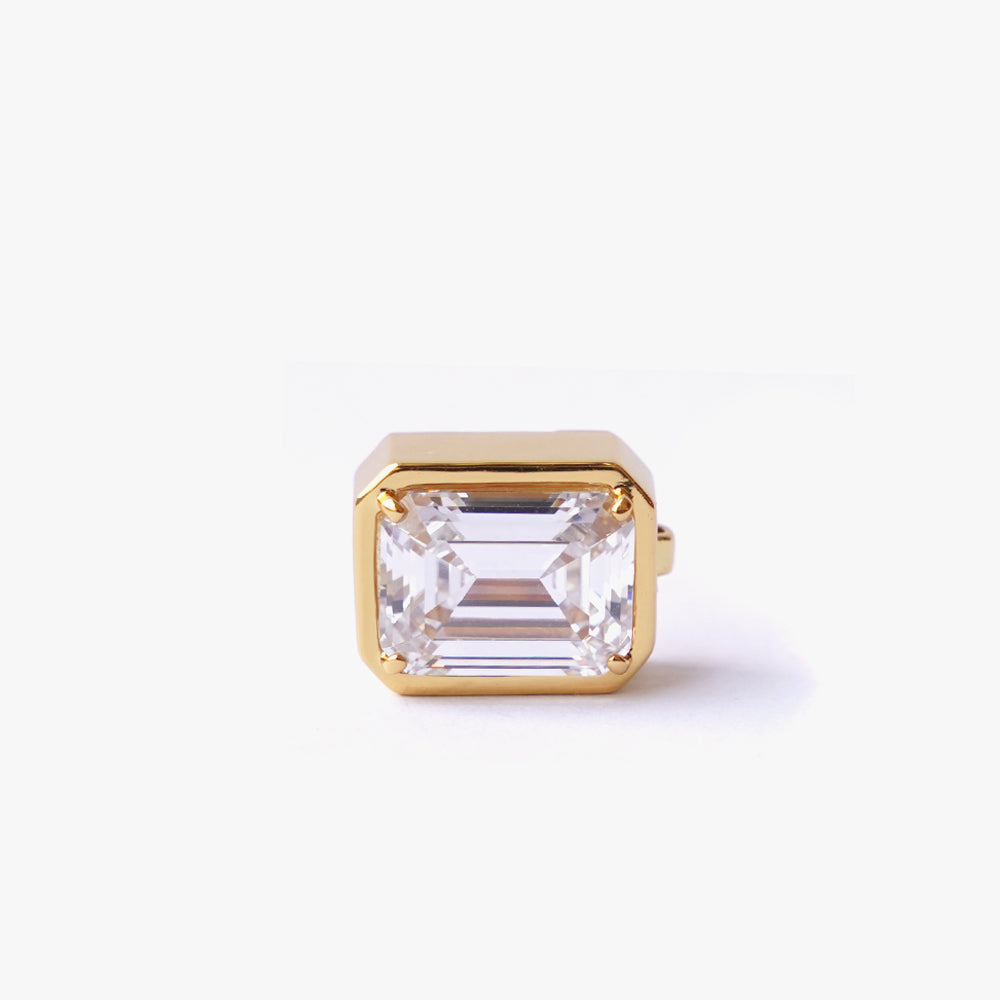 Mega rectangle button cover white gold