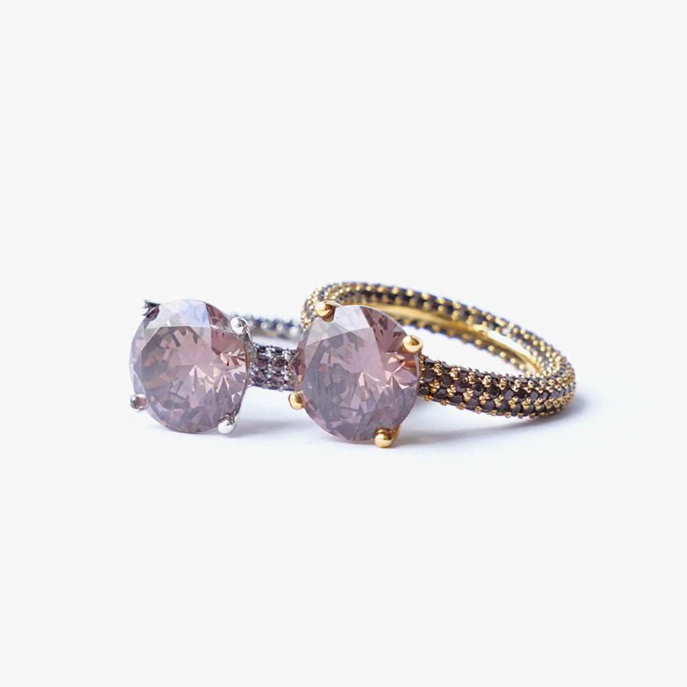 Mega circle ring brown silver