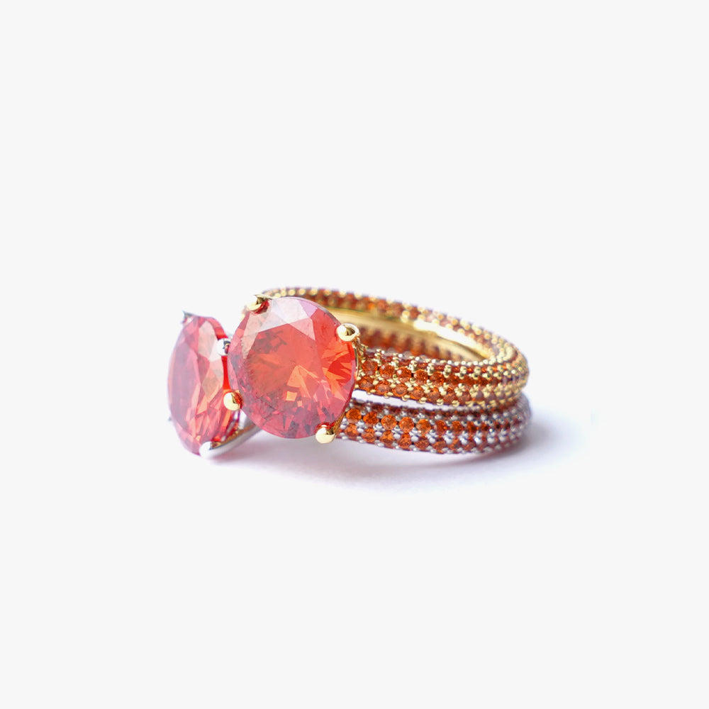 Mega circle ring orange silver
