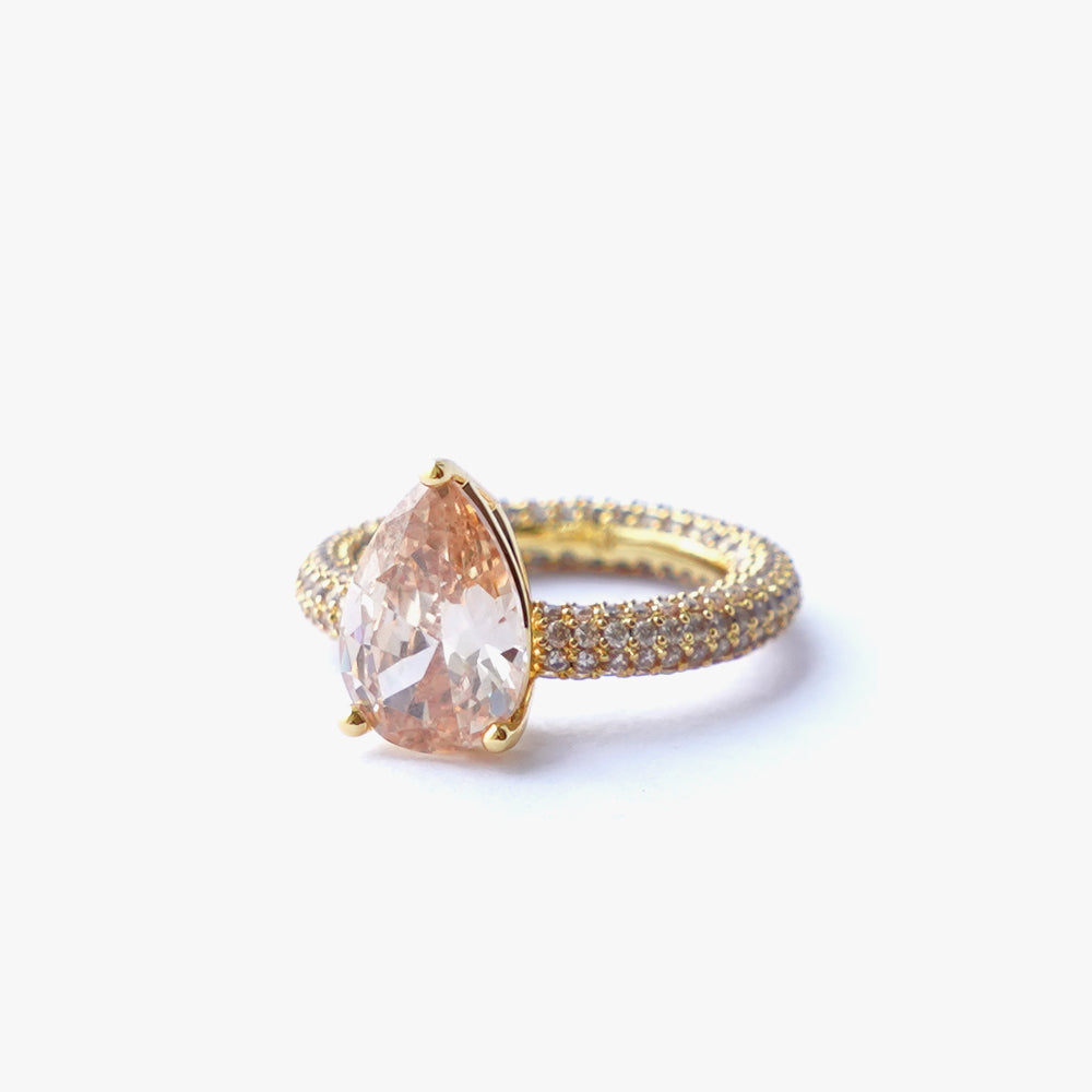 Mega drop ring beige gold