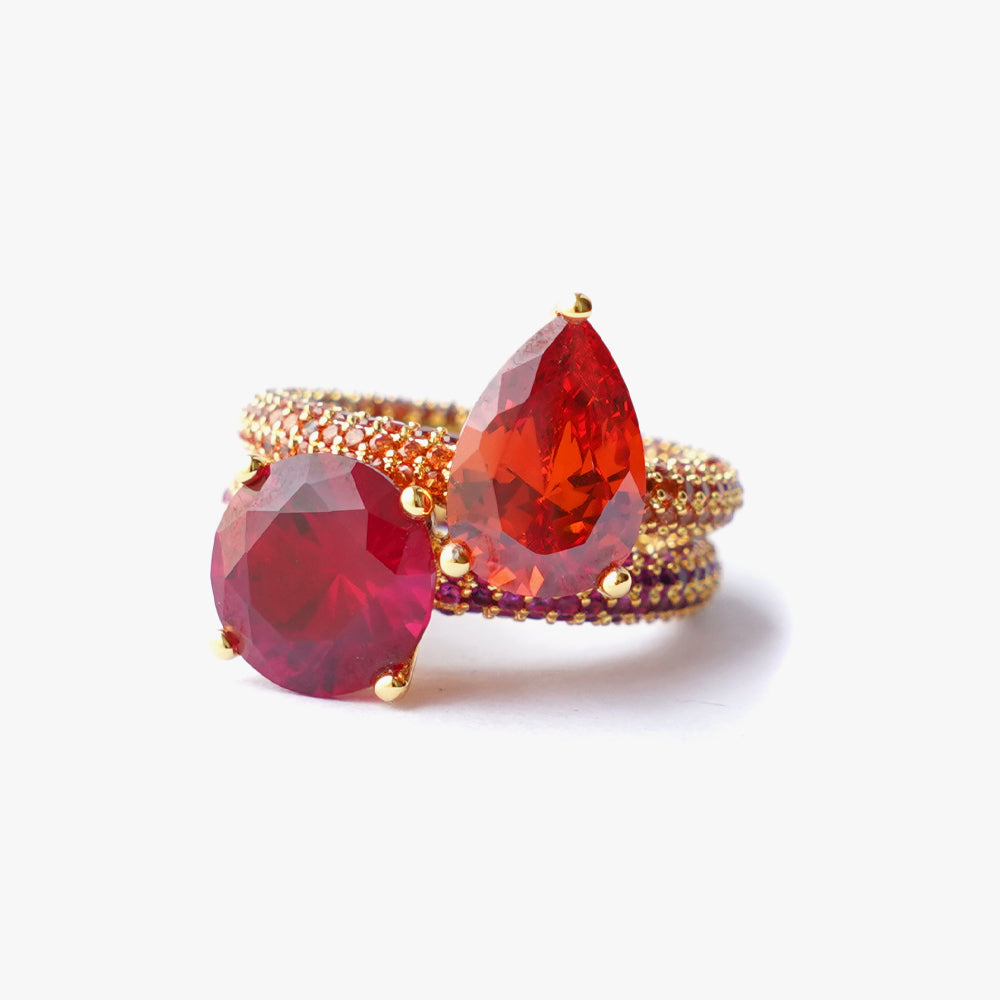 Mega drop ring orange gold