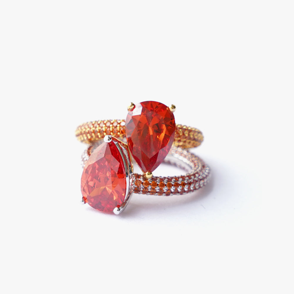 Mega drop ring orange silver