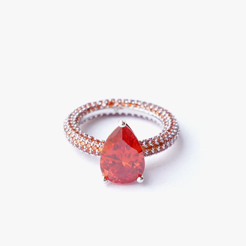 Mega drop ring orange silver
