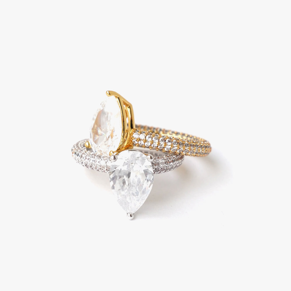 Mega drop ring white silver