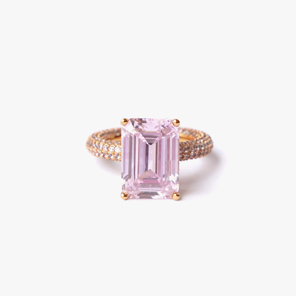 Mega rectangle ring light pink gold