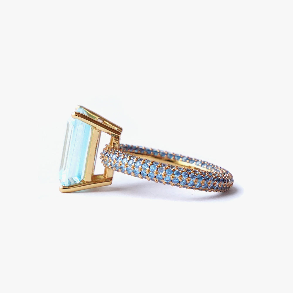Mega rectangle ring turquoise gold