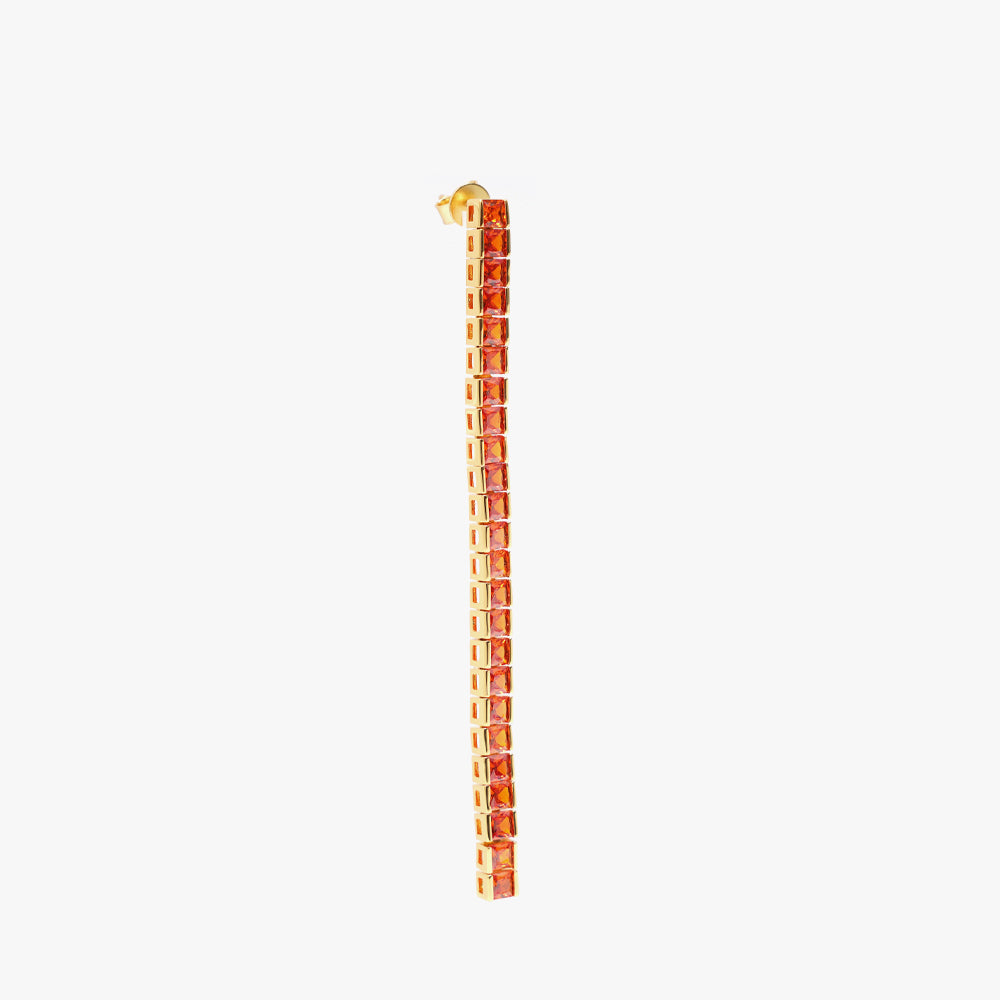Square tennis earring orange gold