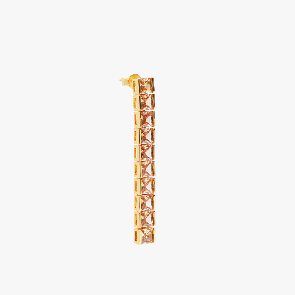 Thick square tennis earring beige gold