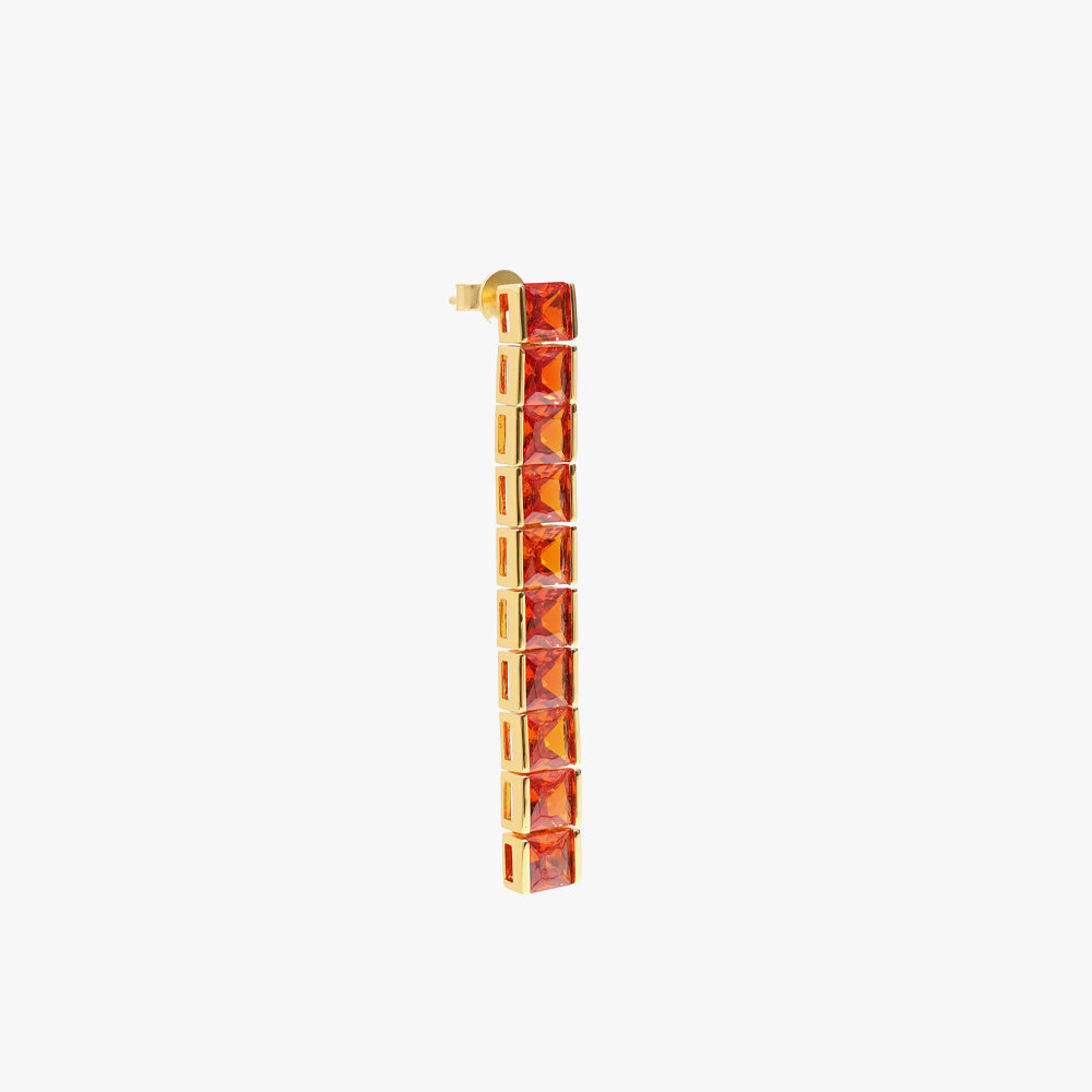 Thick square tennis earring orange gold