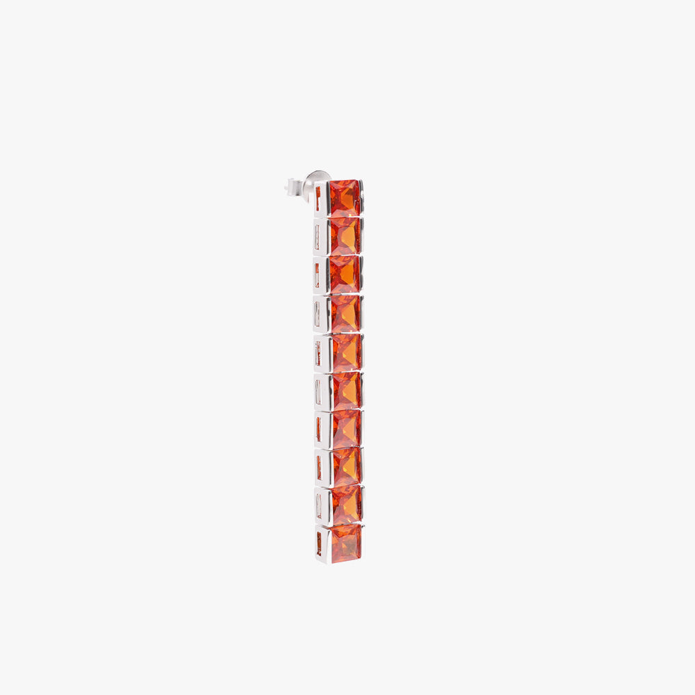 Thick square tennis earring orange silver