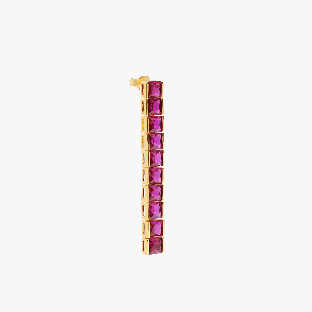 Thick square tennis earring pink gold