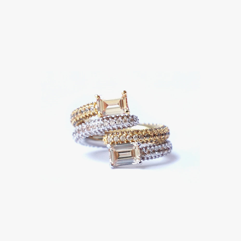 Twist ring beige silver