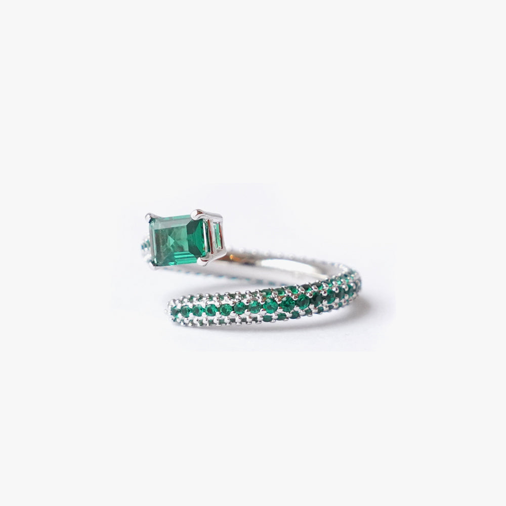 Twist ring green silver