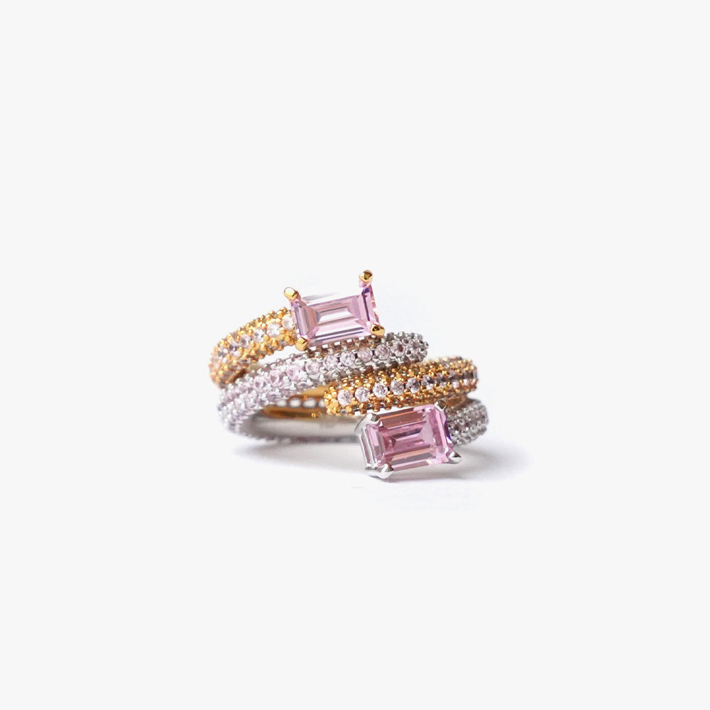 Twist ring light pink silver