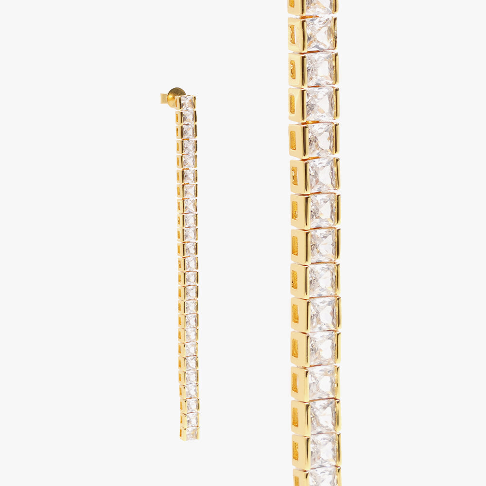 Square tennis earring white gold