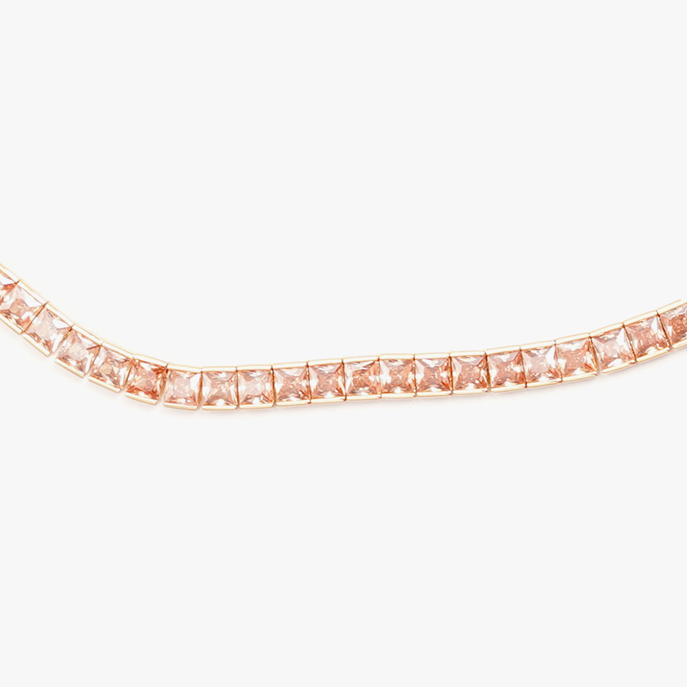 Thick square tennis necklace beige gold