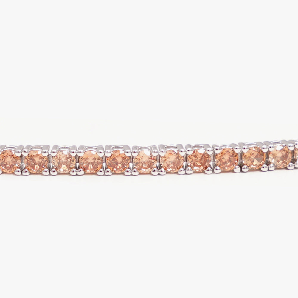 Tennis necklace beige silver