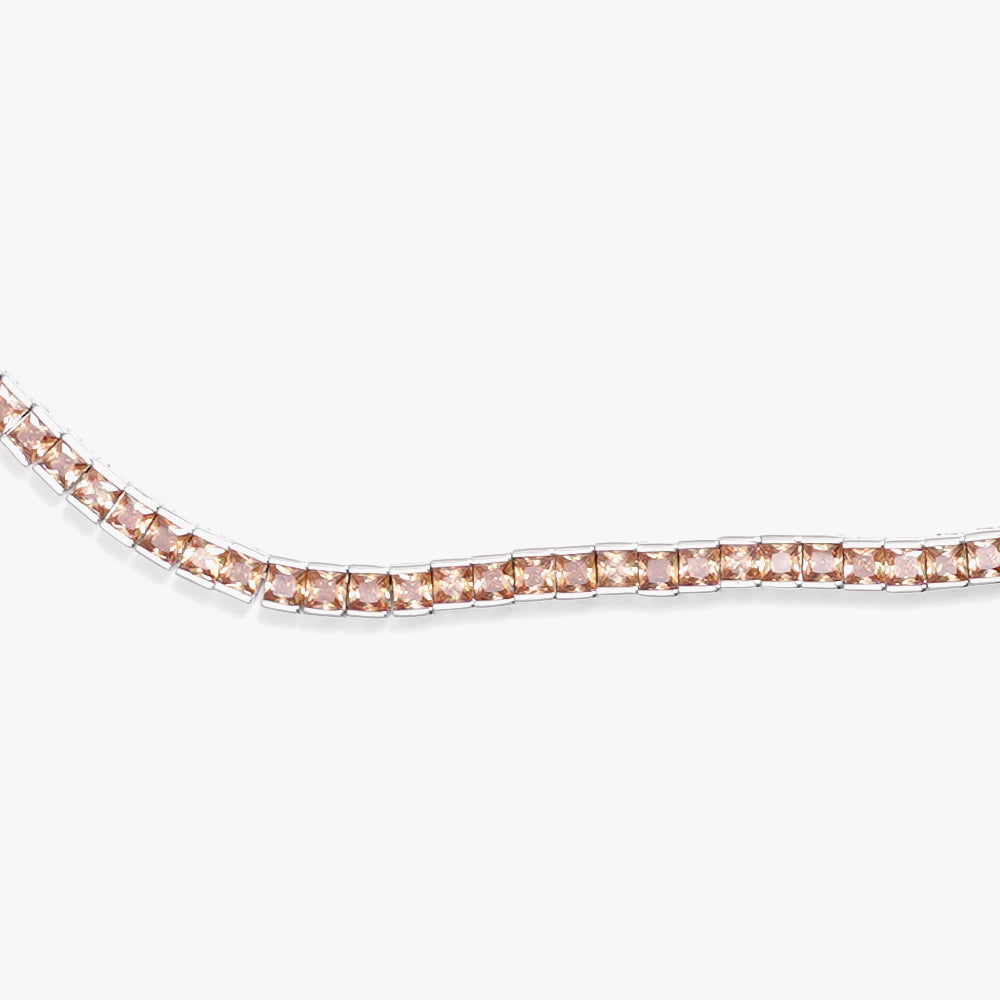 Square tennis necklace beige silver