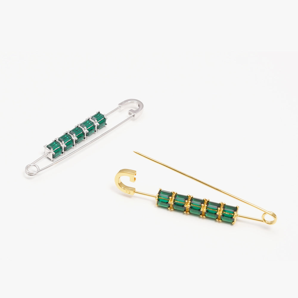 Colorful brooch pin green gold