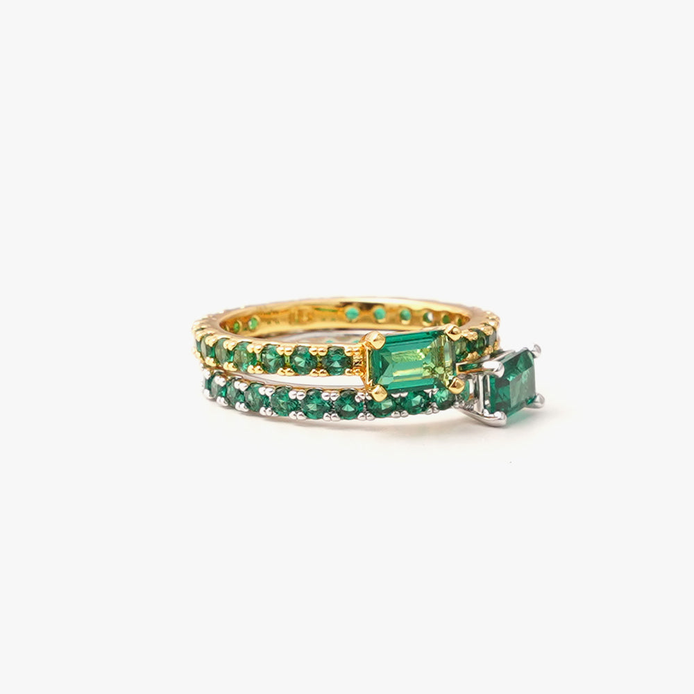 Ultra slim ring green silver