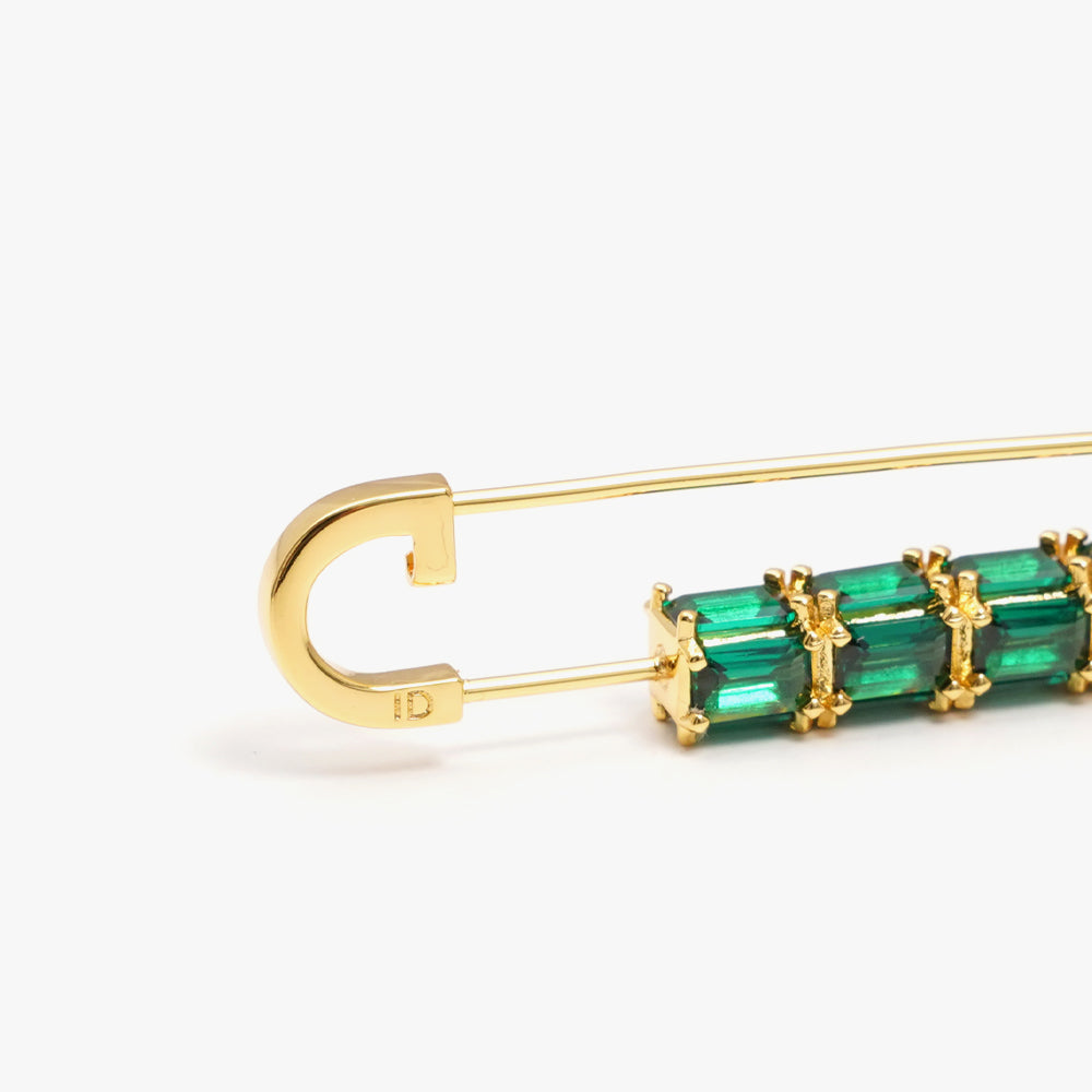 Colorful brooch pin green gold