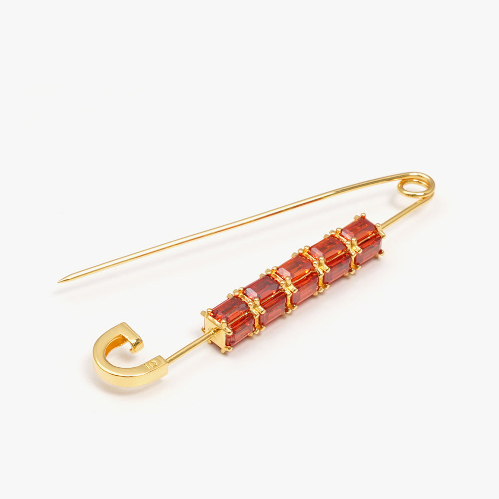 Colorful brooch pin orange gold