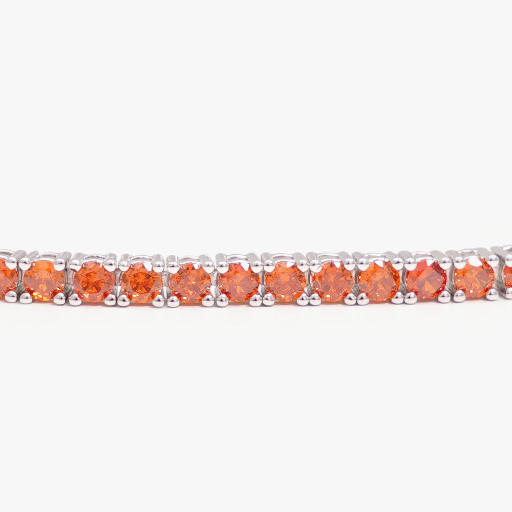 Tennis necklace orange silver