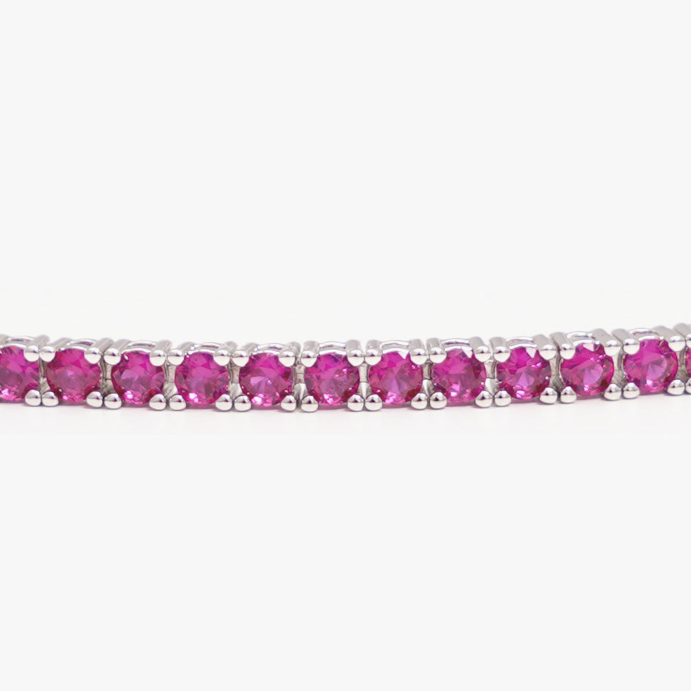 Tennis necklace pink silver
