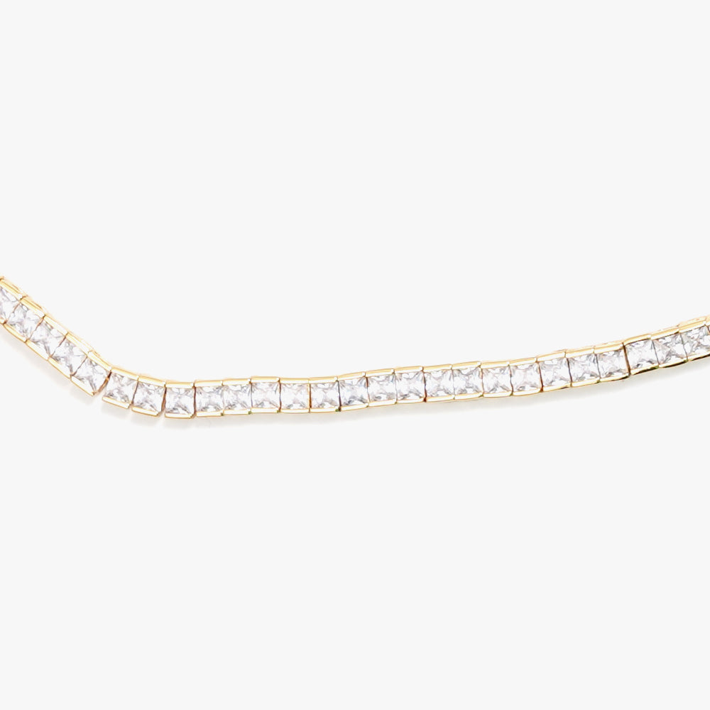 Square tennis necklace white gold