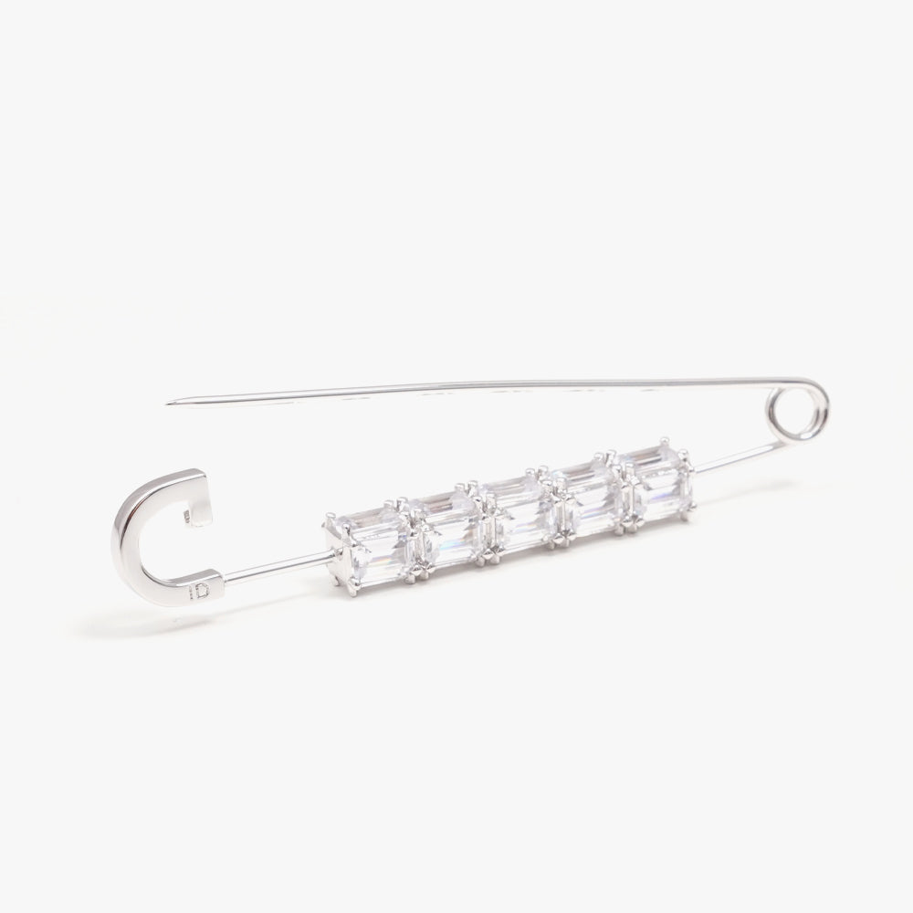 Colorful brooch pin white silver