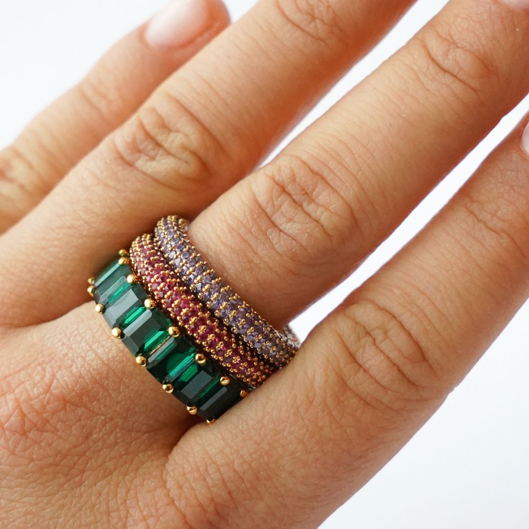 Colorful ring pink gold