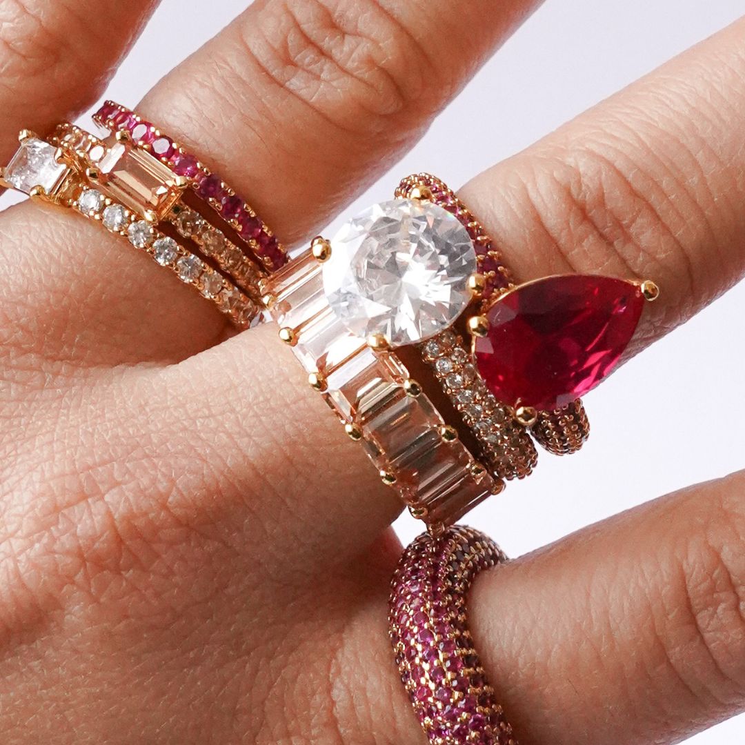 Mega drop ring pink gold