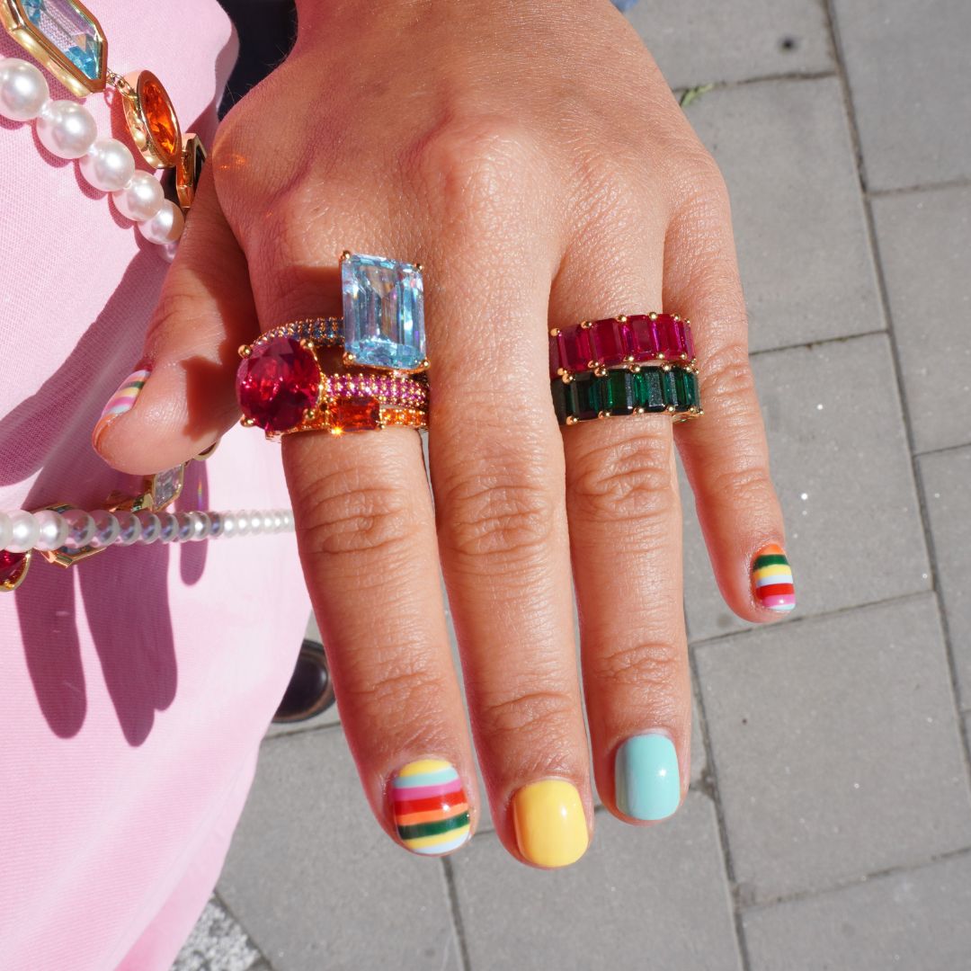 Mega rectangle ring turquoise gold