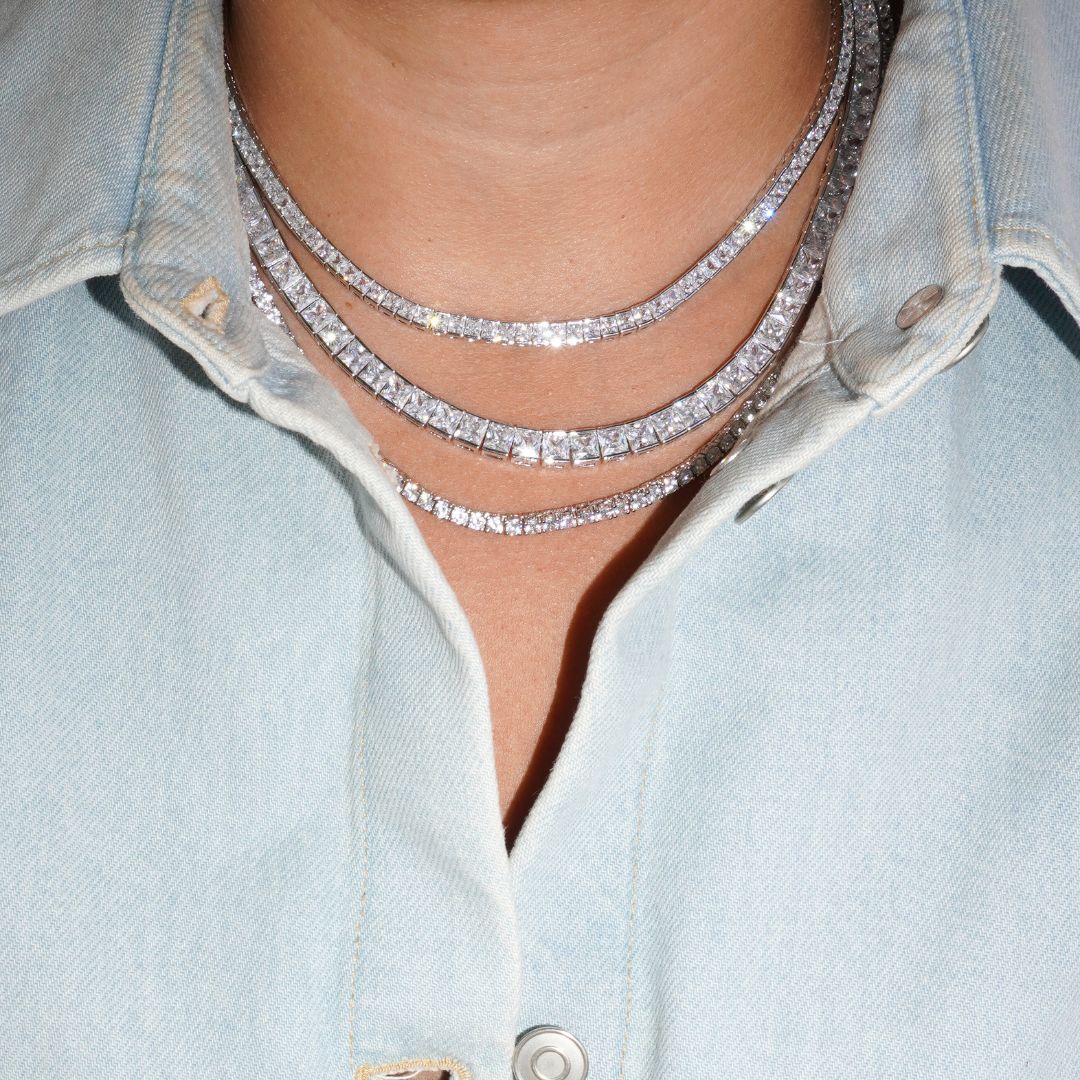 Tennis necklace white silver