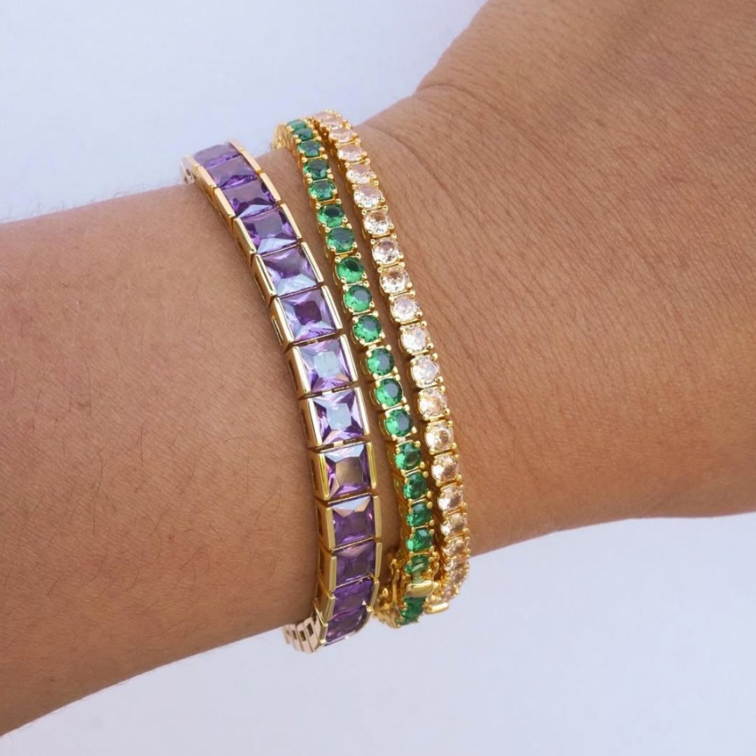 Tennis bracelet beige gold