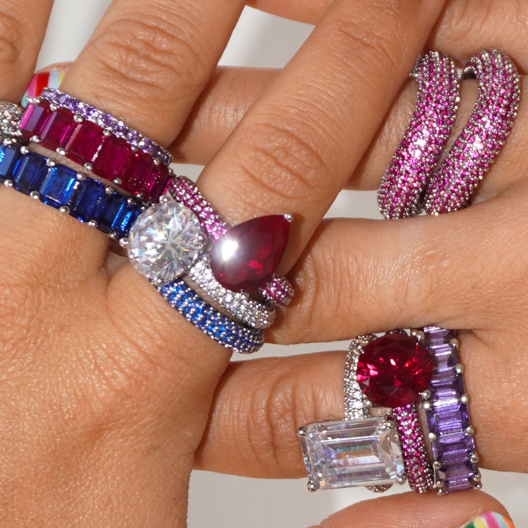 Chunky ring lilac silver