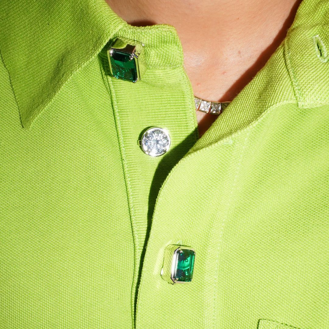 Mega rectangle button cover green silver