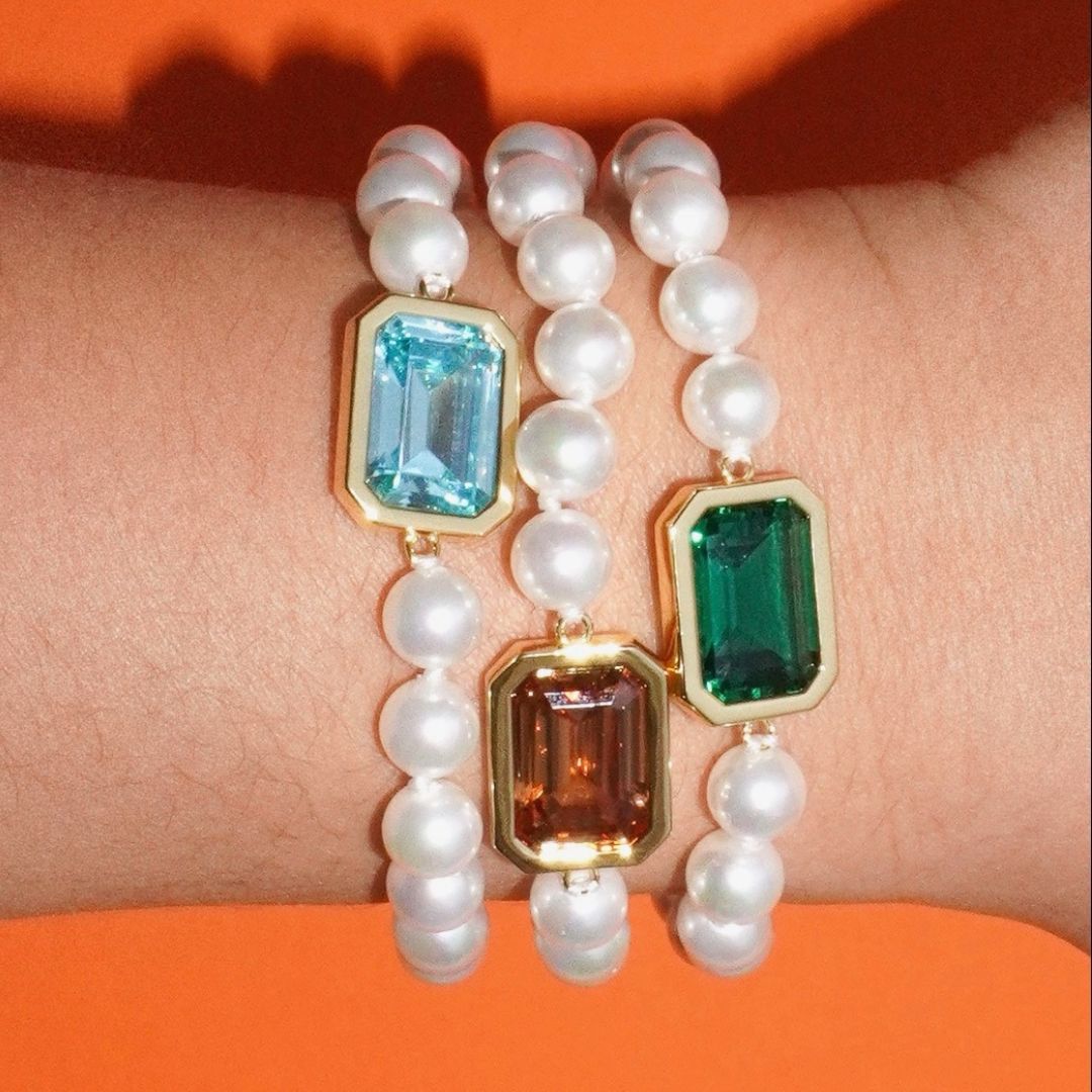 Mega pearl bracelet turquoise gold