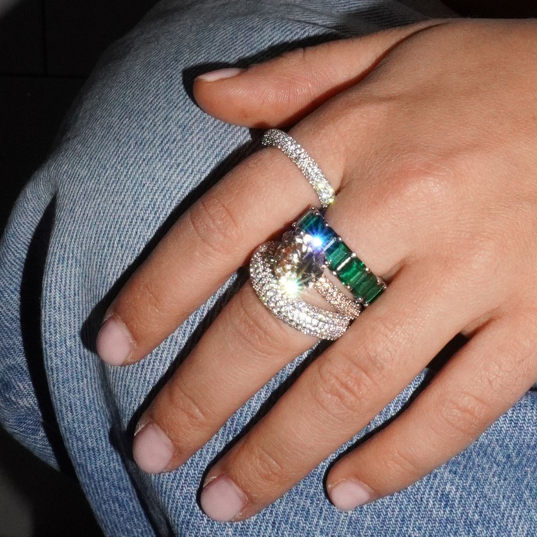Chunky ring green silver