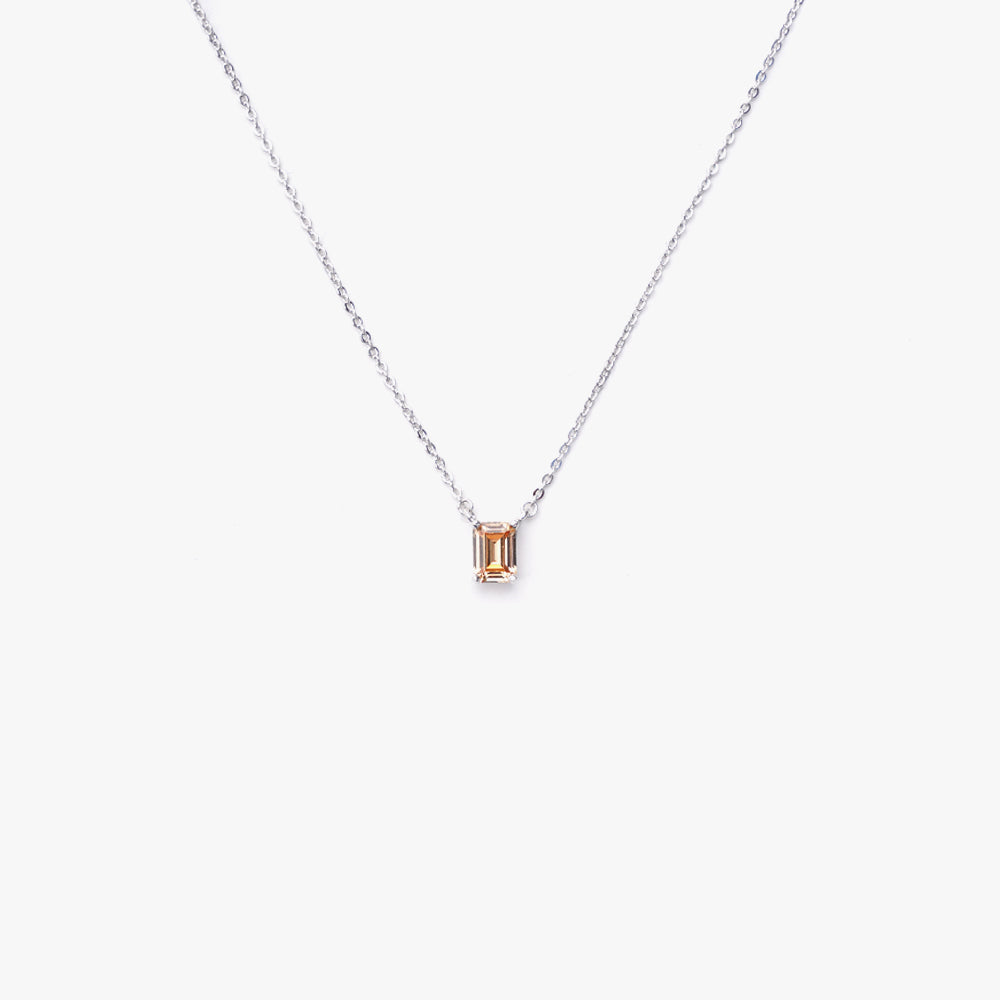 One stone necklace beige silver