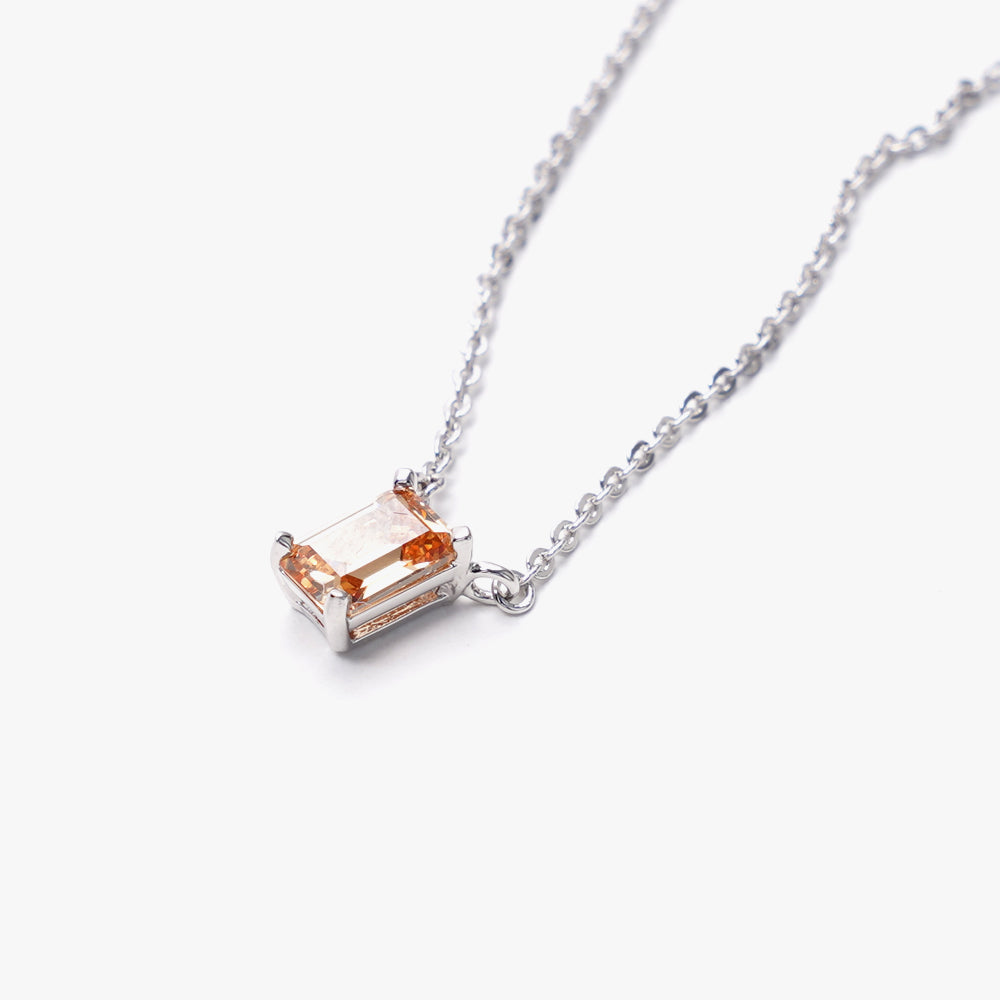 One stone necklace beige silver