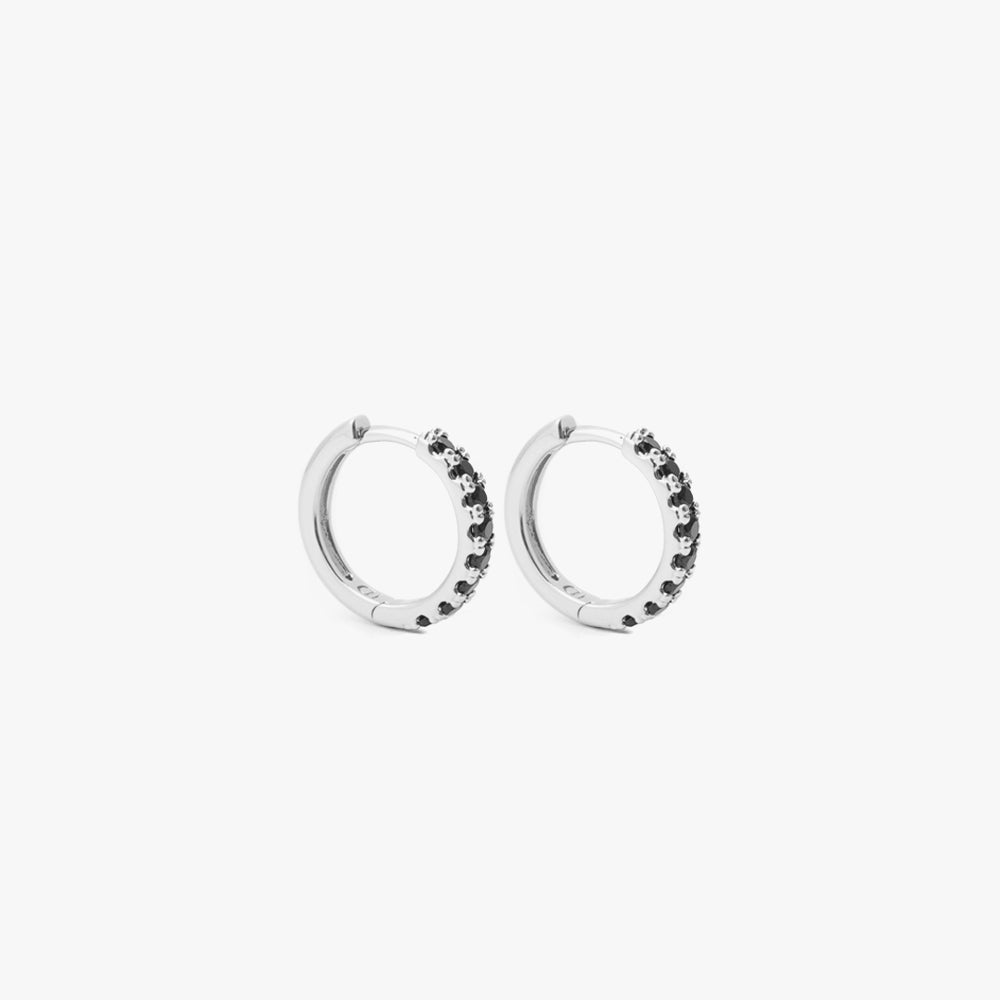 Mini hoop black silver