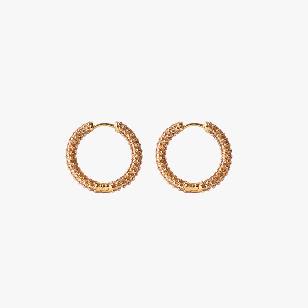 Colorful mini hoop beige gold