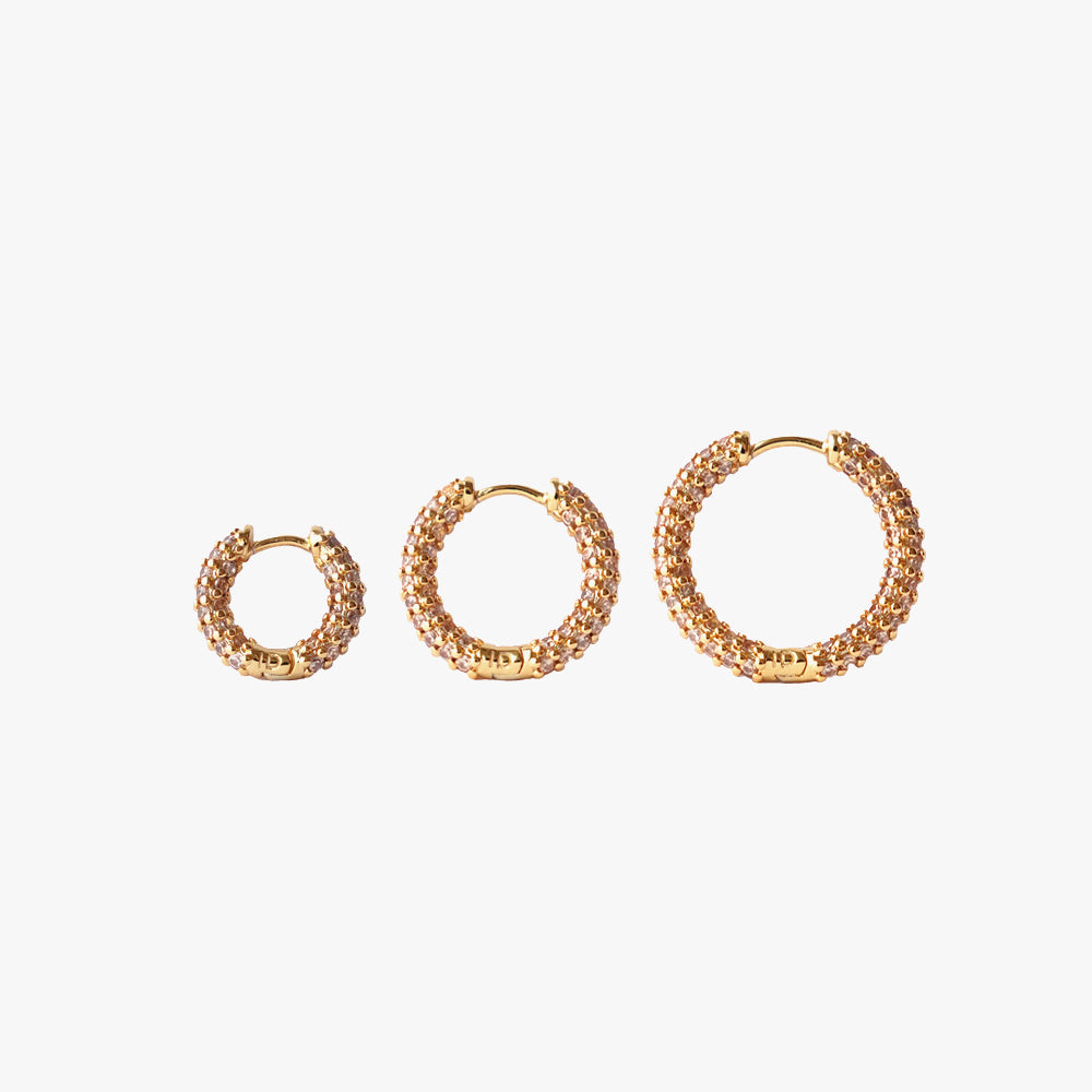 Colorful mini hoop beige gold