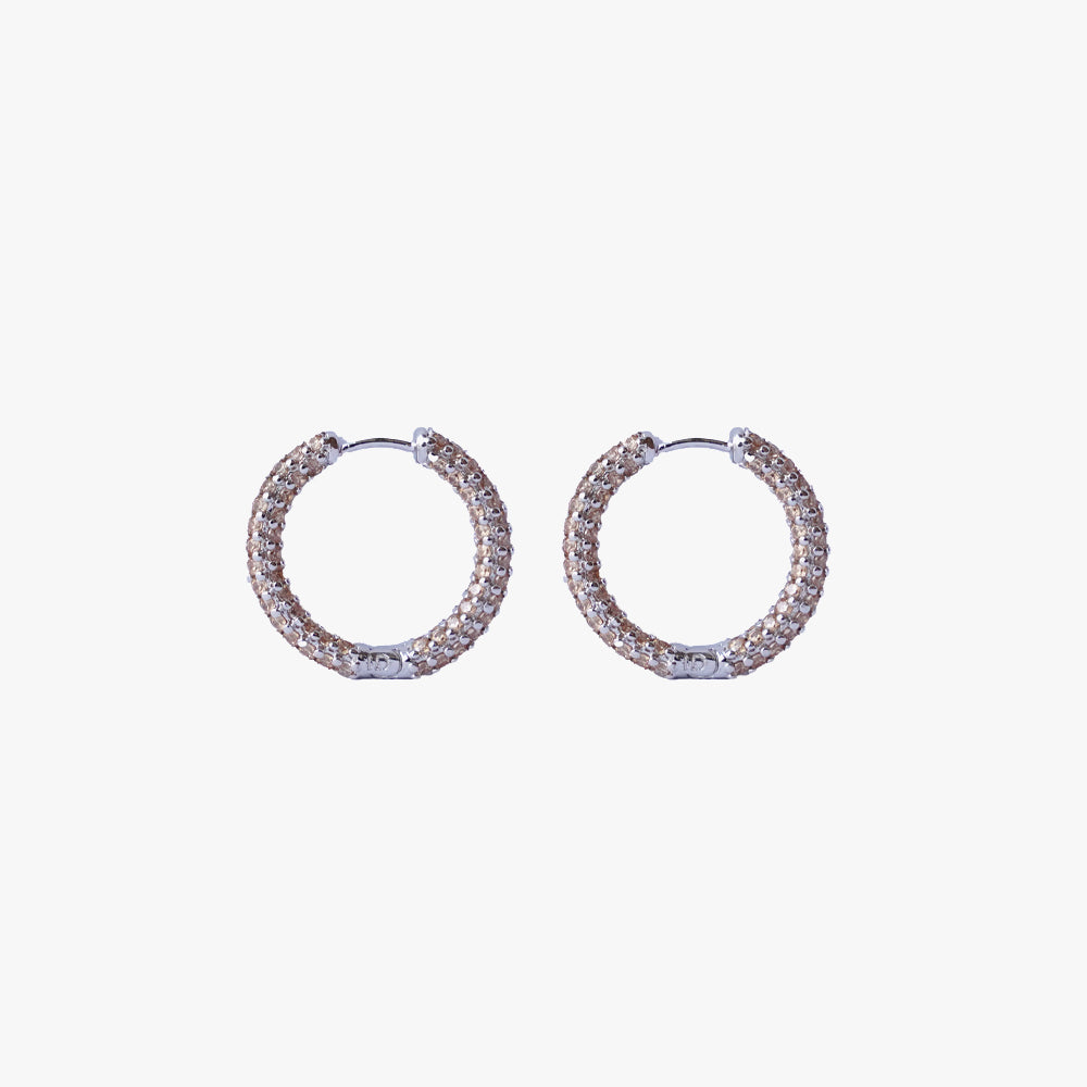 Colorful mini hoop beige silver
